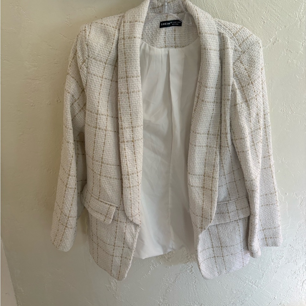 SHEIN Ivory Textured Blazer